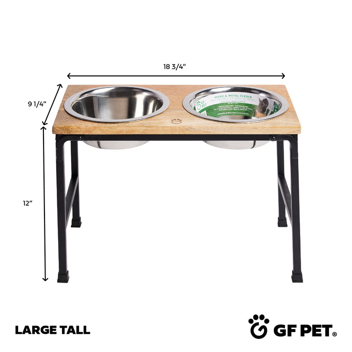 GF Pet Wood & Metal Elevated Feeder