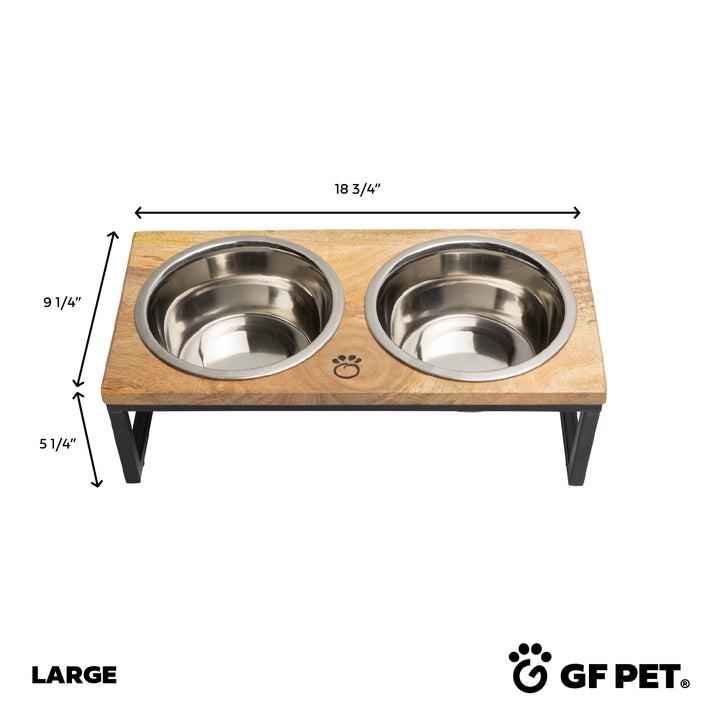 GF Pet Wood & Metal Elevated Feeder